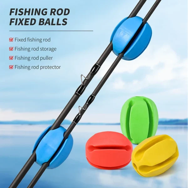 6 PCS Silicone Fishing Rod Holder Ball Straps 5 Hole Lightweight Fishing Tackle Ties Organizer Storage Racks Fishing Accessories - Image 2