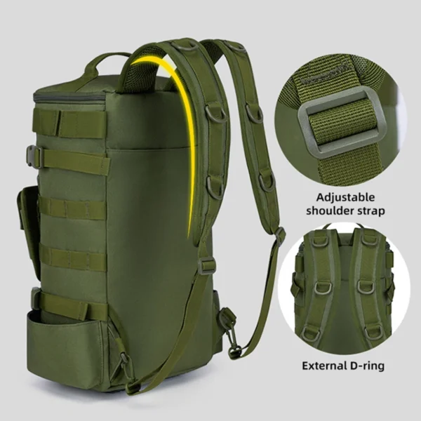 Tactical Fishing Backpack Tackle Bag with Rod Holders Fish Equipment Storage Molle Camping Hiking Outdoor Multifunctional Bag - Image 4
